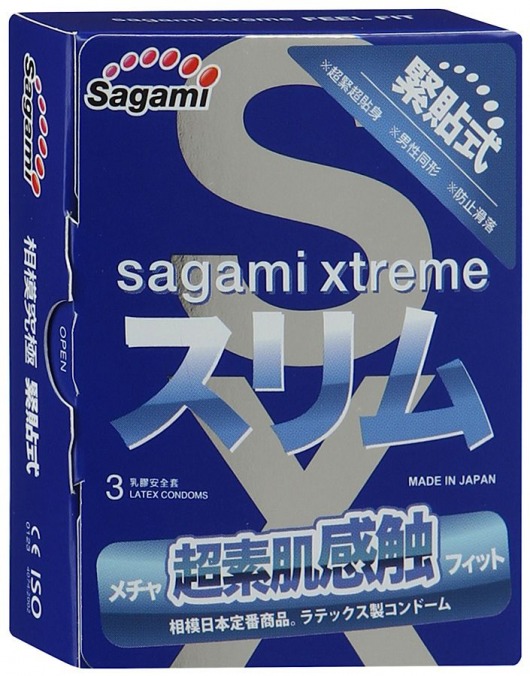 Розовые презервативы Sagami Xtreme FEEL FIT 3D - 3 шт. - Sagami - купить с доставкой в Балаково