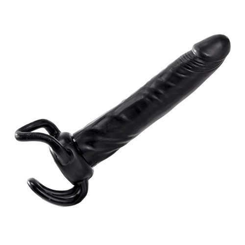 Чёрная насадка-фаллос для двойного проникновения INFLATABLE DILDO SLIM DONG  - 13,5 см. - Toyz4lovers - в Балаково купить с доставкой