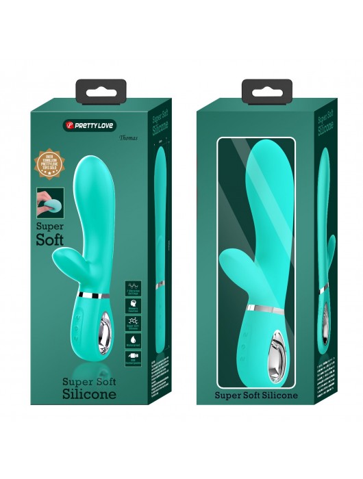 Бирюзовый вибростимулятор-кролик Thomas - 20,5 см. - Baile