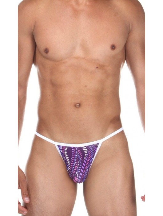 Фиолетовые трусы-стринги с принтом и контрастной отделкой - Cosmos Colors купить с доставкой