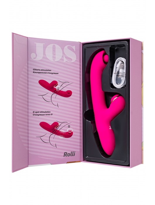 Розовый вибратор-кролик со стимулирующим шариком Rolli - 22 см. - JOS