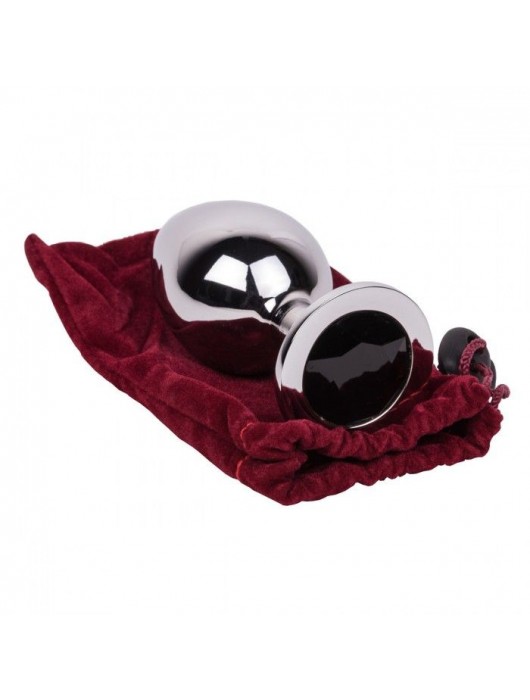 Большой стальной плаг с черным кристаллом Black Rave - 9,5 см. - Erotic Fantasy - купить с доставкой в Балаково