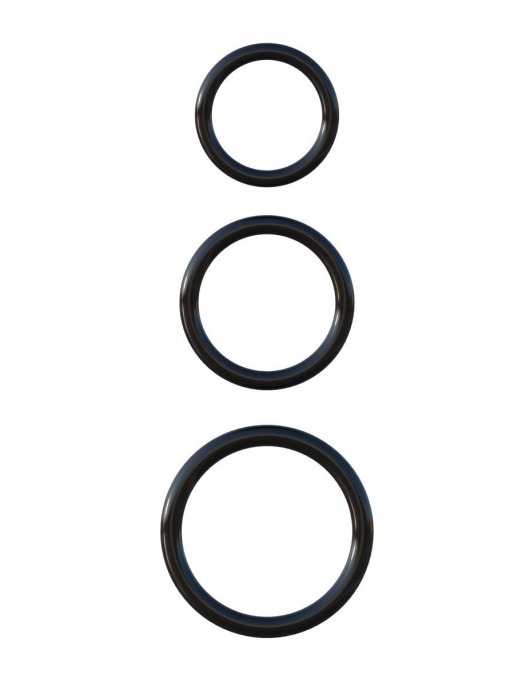 Набор из трех черных эрекционных колец Silicone 3-Ring Stamina Set - Pipedream - в Балаково купить с доставкой