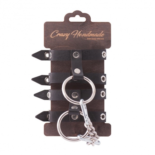 Черные однослойные наручники из натуральной кожи - Crazy Handmade - купить с доставкой в Балаково