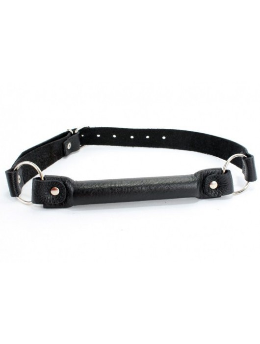 Черный кожаный кляп-трензель на кольцах - БДСМ Арсенал - купить с доставкой в Балаково