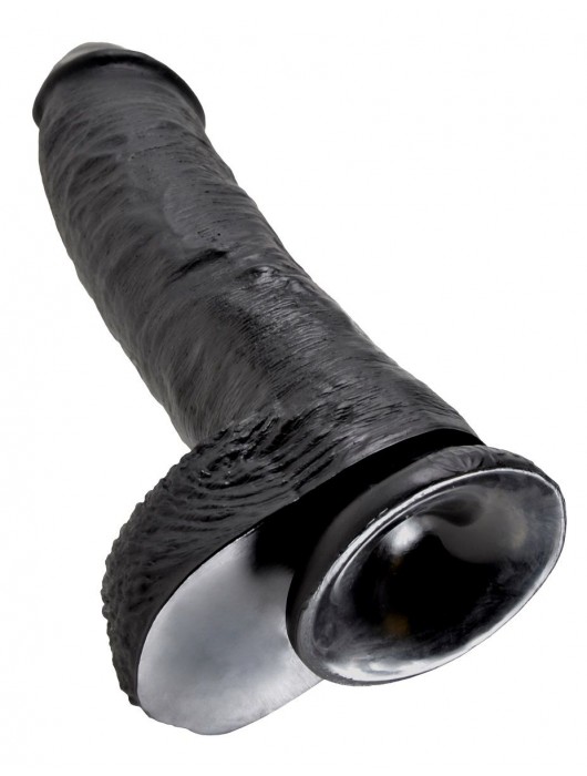 Реалистичный чёрный фаллоимитатор-гигант 10  Cock with Balls - 25,4 см. - Pipedream