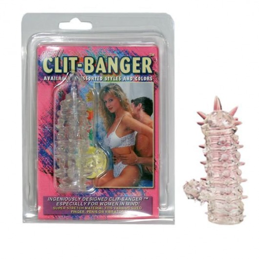 Прозрачная насадка с шипами и клиторальной шишечкой CLIT-BANGER SLEEVE IN CLEAR - Tonga - в Балаково купить с доставкой