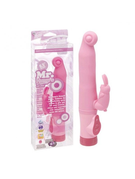 Розовый вибромассажёр с клиторальным зайчиком - 16,5 см. - NMC