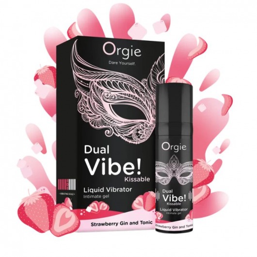 Съедобный жидкий вибратор Dual Vibe! со вкусом клубничного джина с тоником - 15 мл. - ORGIE - купить с доставкой в Балаково