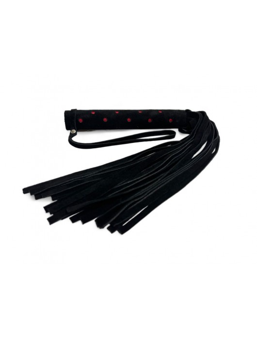 Черная замшевая плеть с красными точками на рукояти Red dot Princess - 43 см. - БДСМ Арсенал - купить с доставкой в Балаково