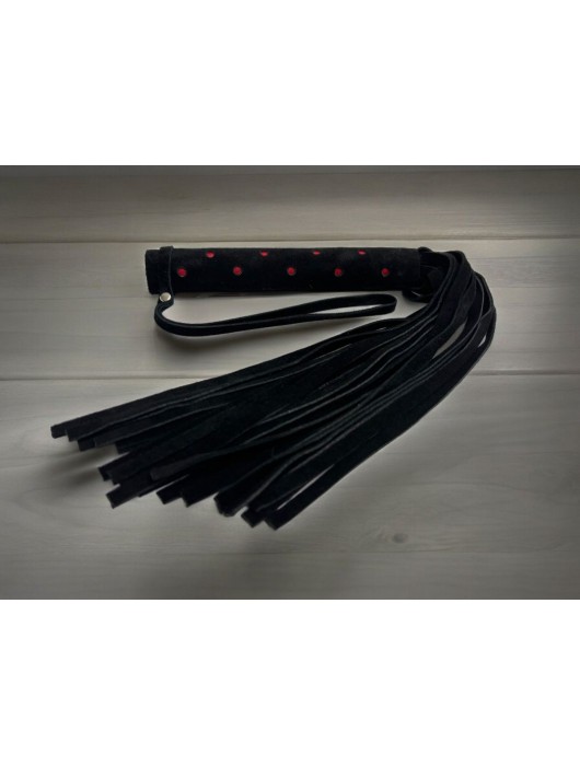 Черная замшевая плеть с красными точками на рукояти Red dot Princess - 43 см. - БДСМ Арсенал - купить с доставкой в Балаково