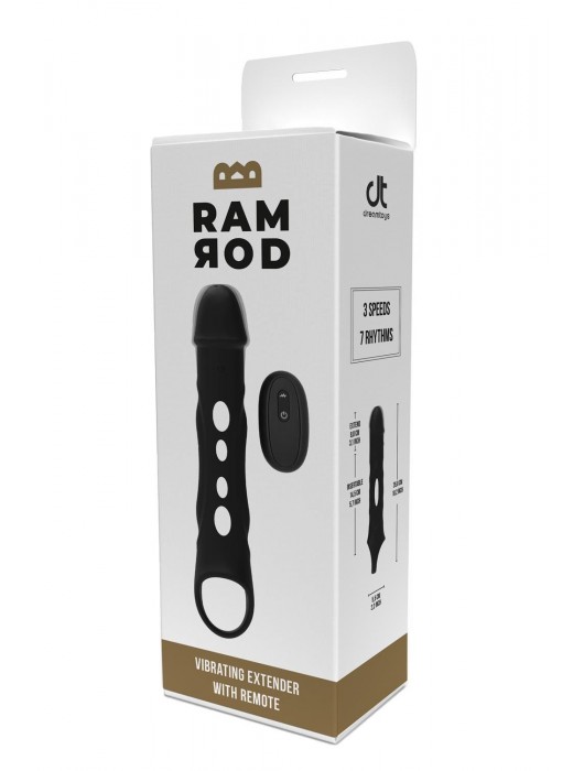 Черная насадка-удлинитель Vibrating Extender With Remote с вибрацией - Dream Toys - в Балаково купить с доставкой
