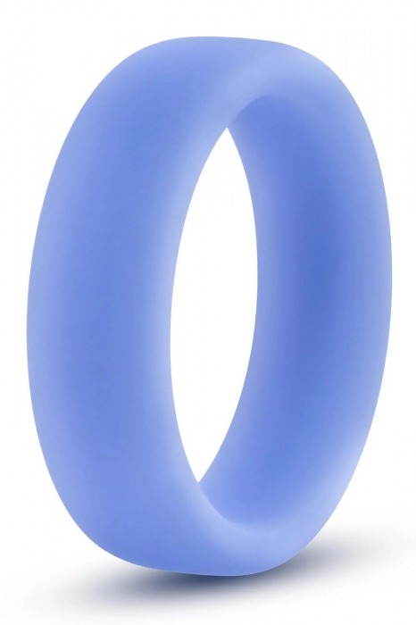 Голубое люминесцентное кольцо Silicone Glo Cock Ring - Blush Novelties - в Балаково купить с доставкой