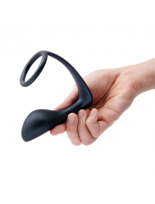 Черное эрекционное кольцо со стимулятором простаты Ringer Cock Ring   Plug - b-Vibe - в Балаково купить с доставкой