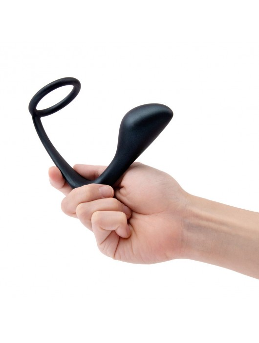 Черное эрекционное кольцо со стимулятором простаты Ringer Cock Ring   Plug - b-Vibe - в Балаково купить с доставкой