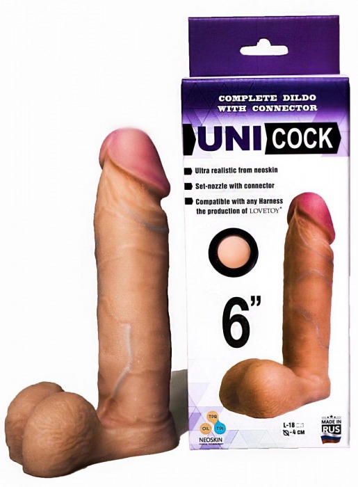 Насадка для страпона фаллической формы UNICOCK 6  - 18 см. - LOVETOY (А-Полимер) - купить с доставкой в Балаково