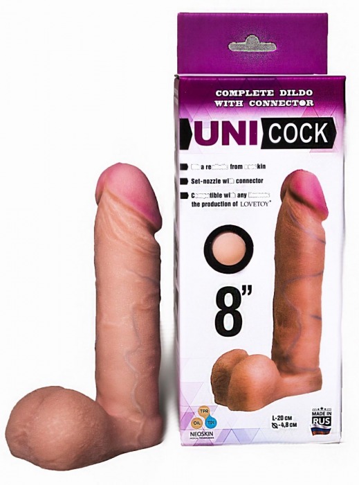 Фаллическая насадка для страпона UNICOCK 8  - 20 см. - LOVETOY (А-Полимер) - купить с доставкой в Балаково