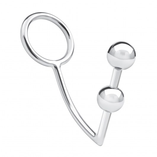 Кольцо на пенис с анальным стимулятором Two Bead Stainless Steel Anal Hook   Cock Ring - BlueLine - в Балаково купить с доставкой