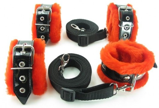 Набор на кровать с красным мехом BDSM Light - БДСМ Арсенал - купить с доставкой в Балаково