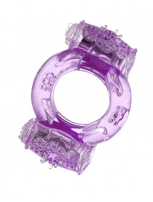 Фиолетовое виброкольцо с двумя вибропульками - Toyfa Basic - в Балаково купить с доставкой