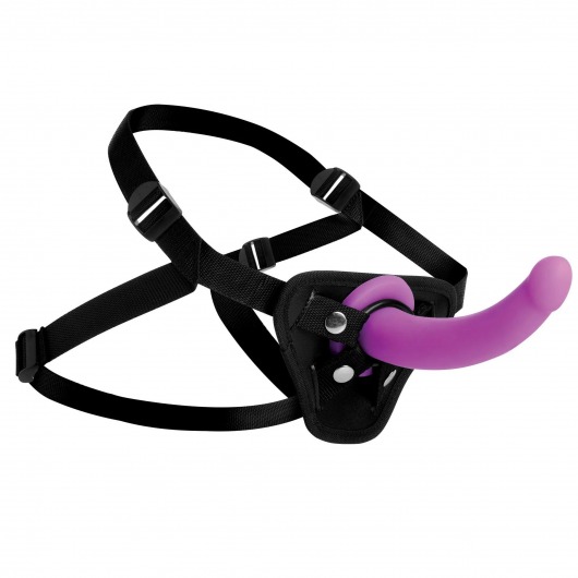Лиловый поясной страпон Navigator Silicone G-Spot Dildo with Harness - 17,8 см. - XR Brands - купить с доставкой в Балаково
