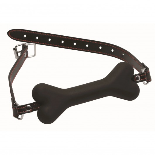 Черный кляп в форме косточки Hound Adjustable Dog Bone Gag - XR Brands - купить с доставкой в Балаково