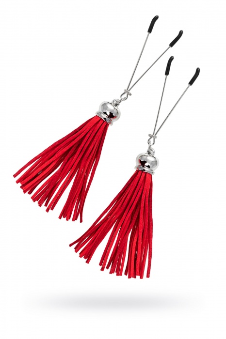 Зажимы на соски «Вилки» с красными кисточками из замши - Pecado - купить с доставкой в Балаково