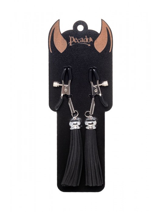 Зажимы на соски «Прищепки» с черными кисточками из замши - Pecado - купить с доставкой в Балаково