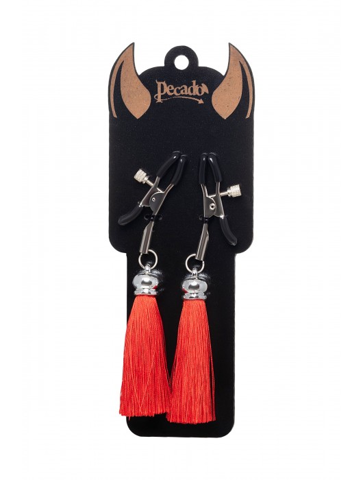 Зажимы на соски «Прищепки» с красными кисточками из шелка - Pecado - купить с доставкой в Балаково