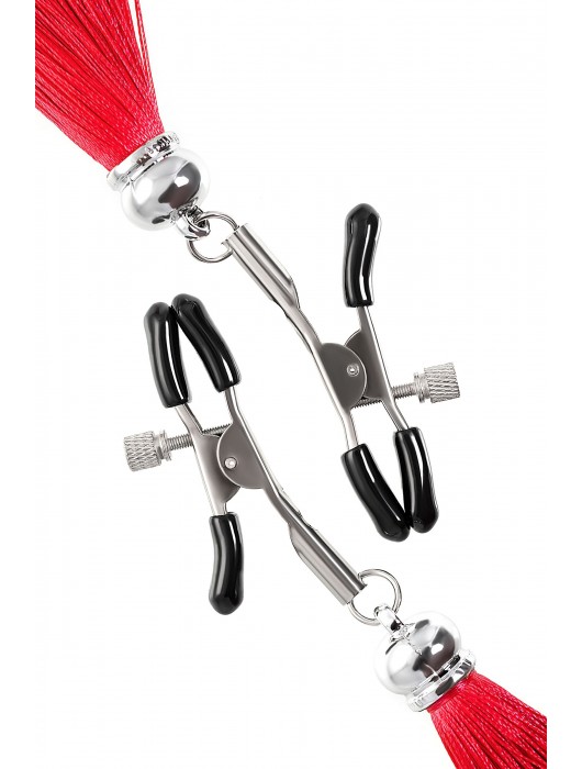 Зажимы на соски «Прищепки» с красными кисточками из шелка - Pecado - купить с доставкой в Балаково