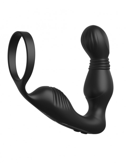 Черный вибростимулятор простаты с эрекционным кольцом Ass-Gasm Pro P-Spot Milker - Pipedream - в Балаково купить с доставкой