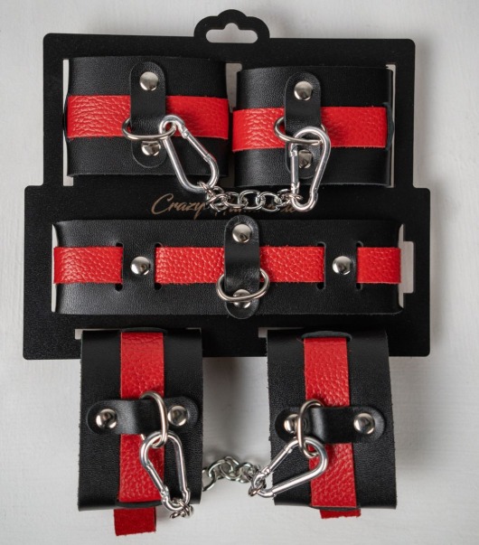 Черно-красный набор фиксаций: наручники, оковы и ошейник - Crazy Handmade - купить с доставкой в Балаково