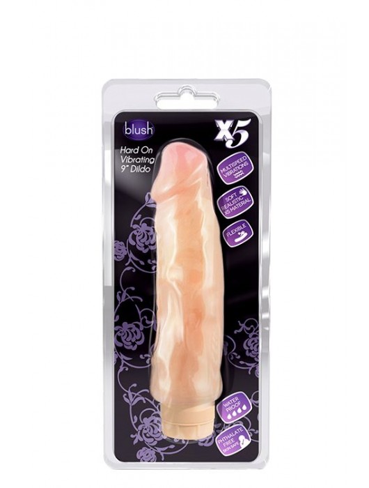Виброфаллос с ярко выраженным рельефом X5 HARD ON VIBRATING 9INCH DILDO - 22,8 см. - Blush Novelties
