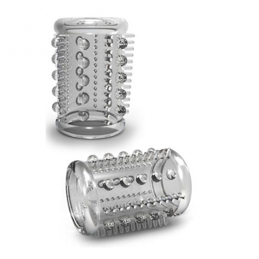 Прозрачная насадка с шипами и шишечками STAY HARD COCK SLEEVE 03 CLEAR - Blush Novelties - в Балаково купить с доставкой