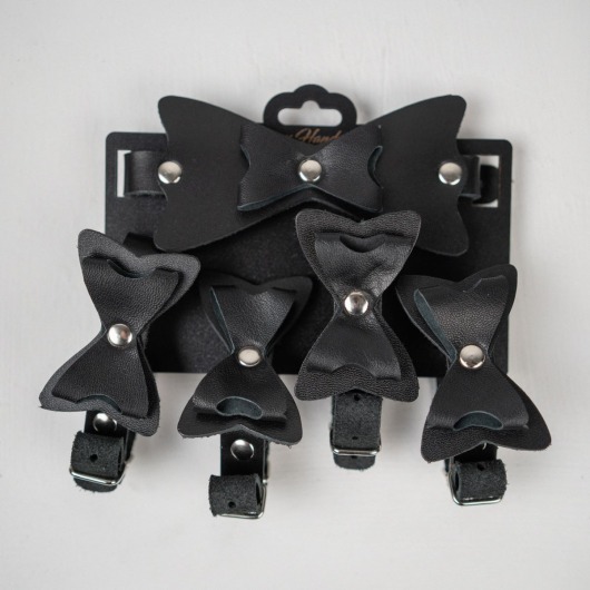 Набор фиксаций с бантиками из черной натуральной кожи - Crazy Handmade - купить с доставкой в Балаково