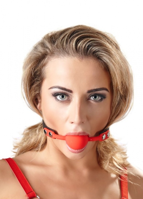 Силиконовый кляп-шар на чёрных ремешках Red Gag silicone - Orion - купить с доставкой в Балаково