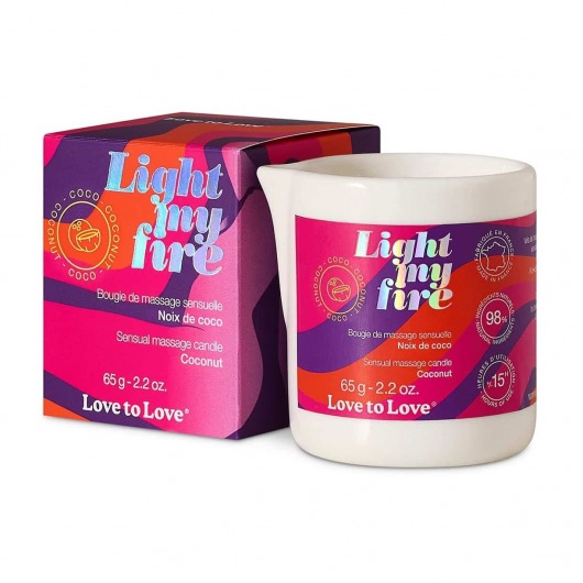 Массажная свеча Light My Fire Coconut с ароматом кокоса - 65 гр. - Love to Love - купить с доставкой в Балаково