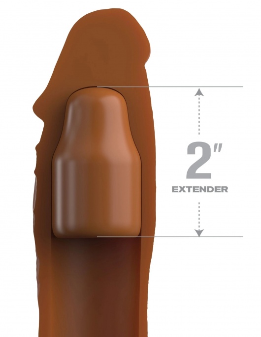 Коричневая насадка на член 2  Silicone X-tension - 20,3 см. - Pipedream - в Балаково купить с доставкой
