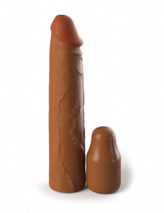 Коричневая насадка на член 2  Silicone X-tension - 20,3 см. - Pipedream - в Балаково купить с доставкой