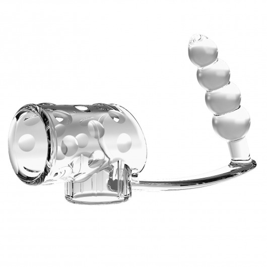 Прозрачная насадка на пенис и мошонку с анальным стимулятором Rilley - Baile - в Балаково купить с доставкой