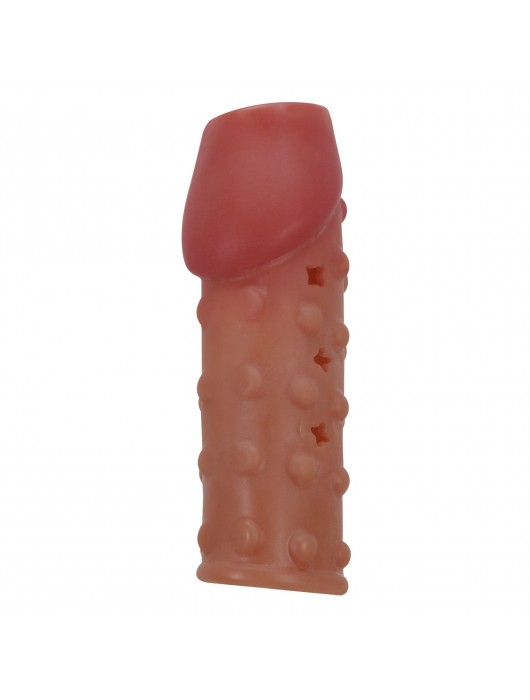 Телесная открытая насадка на пенис с бугорками - 19,8 см. - Baile - в Балаково купить с доставкой