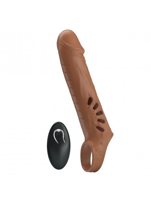 Коричневая вибронасадка с подхватом мошонки и пультом ДУ - Baile - в Балаково купить с доставкой