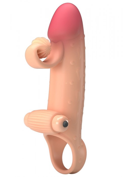 Телесная вибронасадка на пенис с подхватом мошонки - 20 см. - Baile - в Балаково купить с доставкой