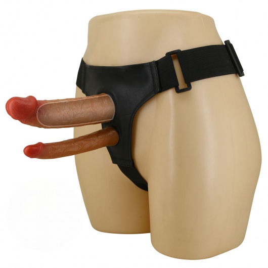 Темно-бежевый фаллопротез для двойного проникновения - 17,5 см. - Baile - купить с доставкой в Балаково