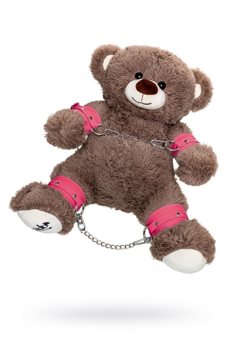 Бондажный набор: бурый мишка с розовыми оковами и наручниками - Pecado - купить с доставкой в Балаково