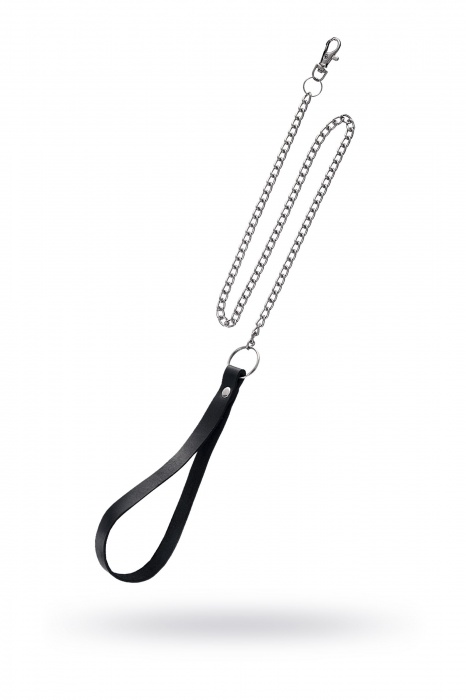 Поводок с ручкой из черной натуральной кожи и карабином для ошейника - Pecado - купить с доставкой в Балаково