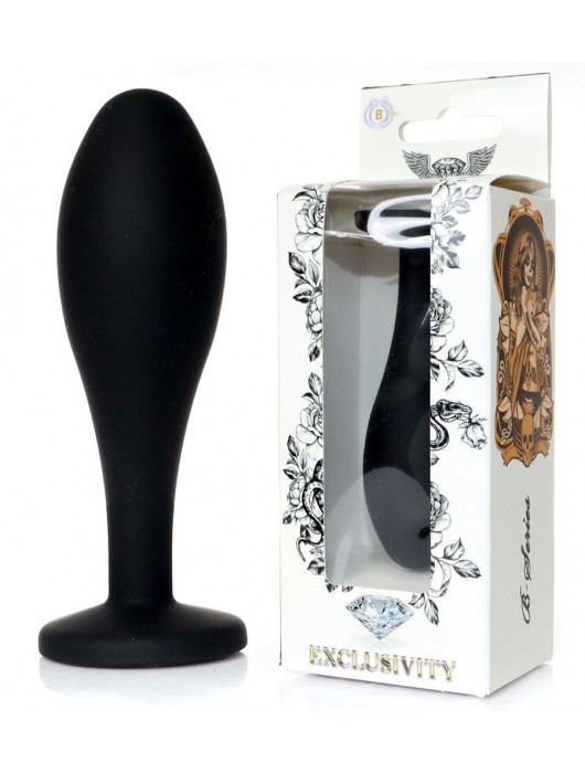 Черная анальная втулка с прозрачным кристаллом - 9,2 см. - Boys of Toys