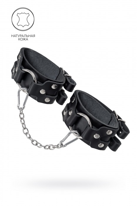 Черные кожаные оковы с двумя ремешками - Pecado - купить с доставкой в Балаково