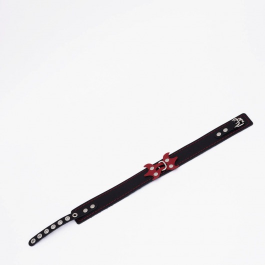 Черный ошейник с красным декором и строчкой - Crazy Handmade - купить с доставкой в Балаково