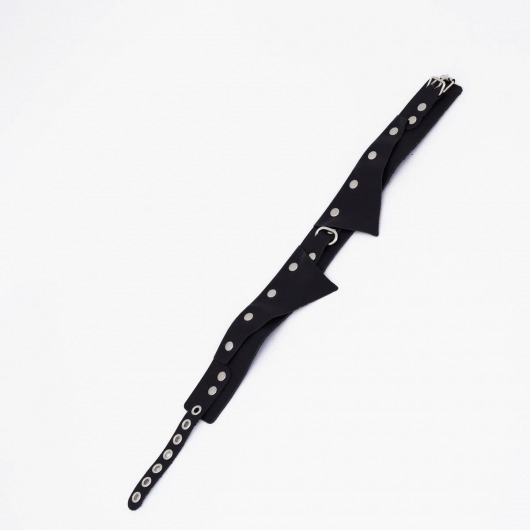 Черный однослойный кожаный ошейник с имитацией воротничка - Crazy Handmade - купить с доставкой в Балаково